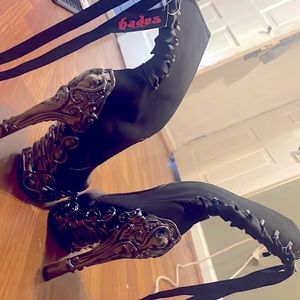 Hades shin high Lace up boots. VEGAN